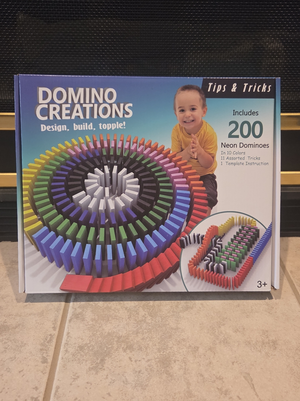 Domino Creations Neon Domino Set - 200-Piece Multicolor Kids Toy